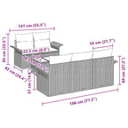 Gartensofa-set mit Kissen 6 pcs Schwarz Poly-Rattan