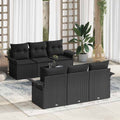 Gartensofa-set mit Kissen 7 pcs Schwarz Poly-Rattan