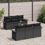 Gartensofa-set mit Kissen 7 pcs Schwarz Poly-Rattan