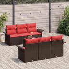 Gartensofa-set mit Kissen 7 pcs Braun Poly-Rattan