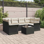 Gartensofa-set mit Kissen 7 pcs Schwarz Poly-Rattan