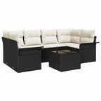 Gartensofa-set mit Kissen 7 pcs Schwarz Poly-Rattan