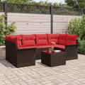 Gartensofa-set mit Kissen 7 pcs Braun Poly-Rattan