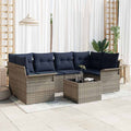 Gartensofa-set mit Kissen 7 pcs Grau Poly-Rattan