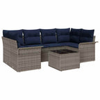 Gartensofa-set mit Kissen 7 pcs Grau Poly-Rattan