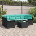 Gartensofa-set mit Kissen 7 pcs Schwarz Poly-Rattan