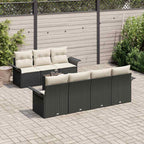 Gartensofa-set mit Kissen 8 pcs Schwarz Poly-Rattan