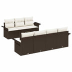 Gartensofa-set mit Kissen 8 pcs Braun Poly-Rattan