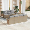 Gartensofa-set mit Kissen 8 pcs Beige Poly-Rattan