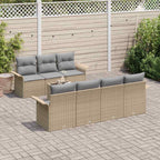 Gartensofa-set mit Kissen 8 pcs Beige Poly-Rattan