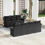 Gartensofa-set mit Kissen 8 pcs Schwarz Poly-Rattan