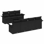 Gartensofa-set mit Kissen 8 pcs Schwarz Poly-Rattan