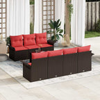 Gartensofa-set mit Kissen 8 pcs Braun Poly-Rattan