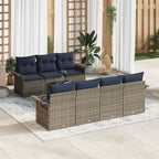 Gartensofa-set mit Kissen 8 pcs Grau Poly-Rattan