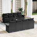 Gartensofa-set mit Kissen 9 pcs Schwarz Poly-Rattan