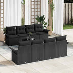 Gartensofa-set mit Kissen 9 pcs Schwarz Poly-Rattan