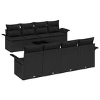 Gartensofa-set mit Kissen 9 pcs Schwarz Poly-Rattan