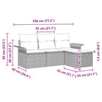 Sofa Set mit Kissen 4 pcs Grau Poly-Rattan