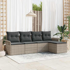 Outdoor-Sofa mit Kissen 5 pcs Hellgrau Poly-Rattan