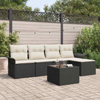 Outdoor-Sofa mit Kissen 6 pcs Schwarz Poly-Rattan