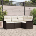 Gartensofa-set mit Kissen 4 pcs Braun Poly-Rattan