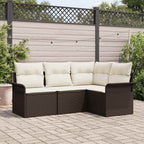 Gartensofa-set mit Kissen 4 pcs Braun Poly-Rattan