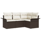 Gartensofa-set mit Kissen 4 pcs Braun Poly-Rattan