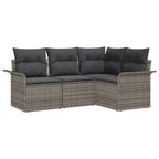 Gartensofa-set mit Kissen 4 pcs Grau Poly-Rattan