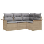 Gartensofa-set mit Kissen 4 pcs Beige Poly-Rattan