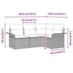 Gartensofa-set mit Kissen 4 pcs Beige Poly-Rattan