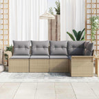 Gartensofa-set mit Kissen 5 pcs Beige Poly-Rattan