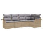 Gartensofa-set mit Kissen 5 pcs Beige Poly-Rattan