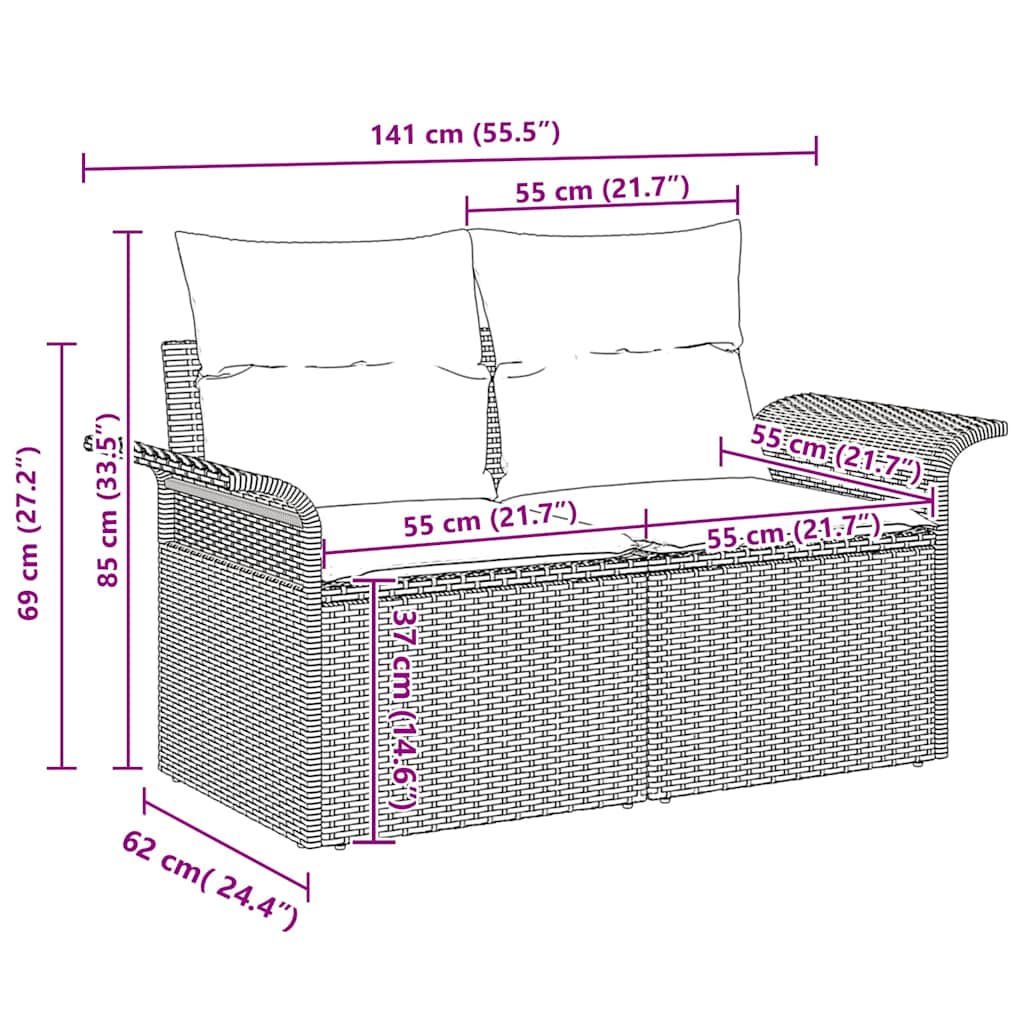Gartensofa-set mit Kissen 5 pcs Beige Poly-Rattan