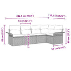 Gartensofa-set mit Kissen 5 pcs Schwarz Poly-Rattan