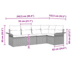Gartensofa-set mit Kissen 5 pcs Schwarz Poly-Rattan