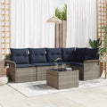 Gartensofa-set mit Kissen 6 pcs Grau Poly-Rattan