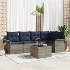 Gartensofa-set mit Kissen 6 pcs Grau Poly-Rattan