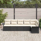 Gartensofa-set mit Kissen 6 pcs Schwarz Poly-Rattan