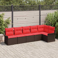 Gartensofa-set mit Kissen 6 pcs Braun Poly-Rattan