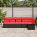 Gartensofa-set mit Kissen 6 pcs Braun Poly-Rattan