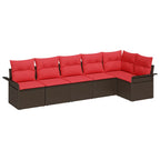 Gartensofa-set mit Kissen 6 pcs Braun Poly-Rattan