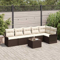 Gartensofa-set mit Kissen 7 pcs Braun Poly-Rattan