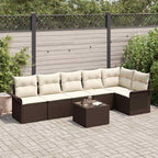 Gartensofa-set mit Kissen 7 pcs Braun Poly-Rattan
