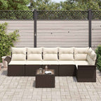 Gartensofa-set mit Kissen 7 pcs Braun Poly-Rattan