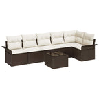 Gartensofa-set mit Kissen 7 pcs Braun Poly-Rattan