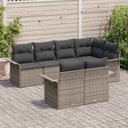 Gartensofa-set mit Kissen 7 pcs Grau Poly-Rattan