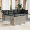 Gartensofa-set mit Kissen 7 pcs Hellgrau Poly-Rattan