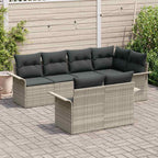 Gartensofa-set mit Kissen 7 pcs Hellgrau Poly-Rattan