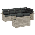 Gartensofa-set mit Kissen 7 pcs Hellgrau Poly-Rattan