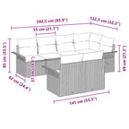 Gartensofa-set mit Kissen 7 pcs Hellgrau Poly-Rattan